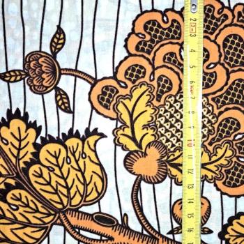 Preview: Afrikanischer Wax Print Stoff Baumwolle YELLOW ORIENTAL FLOWERS | Meterware