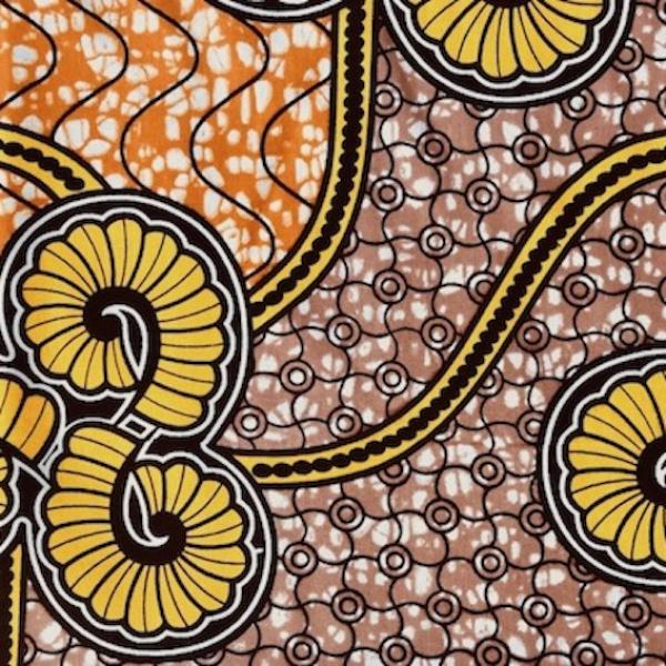 Afrikanischer Wax Print Stoff Baumwolle YELLOW FERN | Meterware