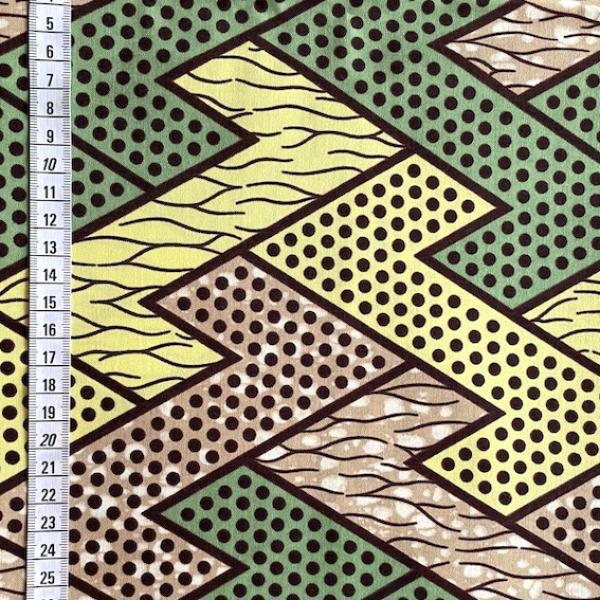 Afrikanischer Wax Print Stoff Baumwolle GREEN ZIGZAG | Meterware