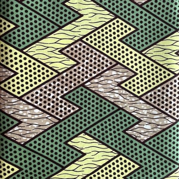 Afrikanischer Wax Print Stoff Baumwolle GREEN ZIGZAG | Meterware