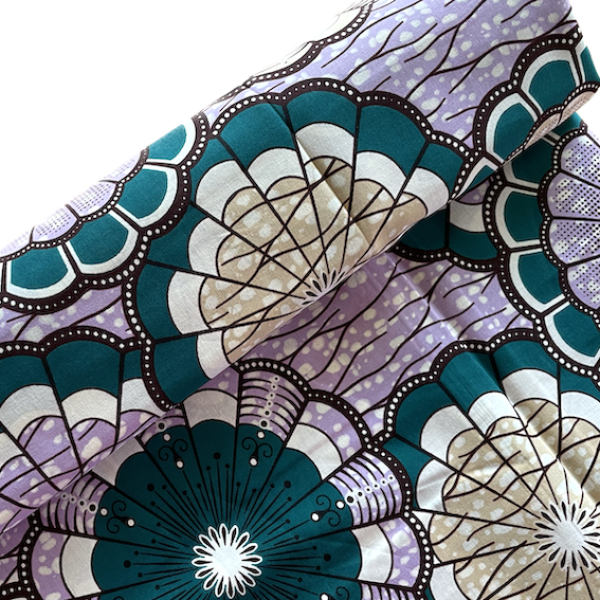 Afrikanischer Wax Print Stoff Baumwolle LILAfrikanischer Wax Print Stoff Baumwolle LILA PETROL LEMON | Meterware