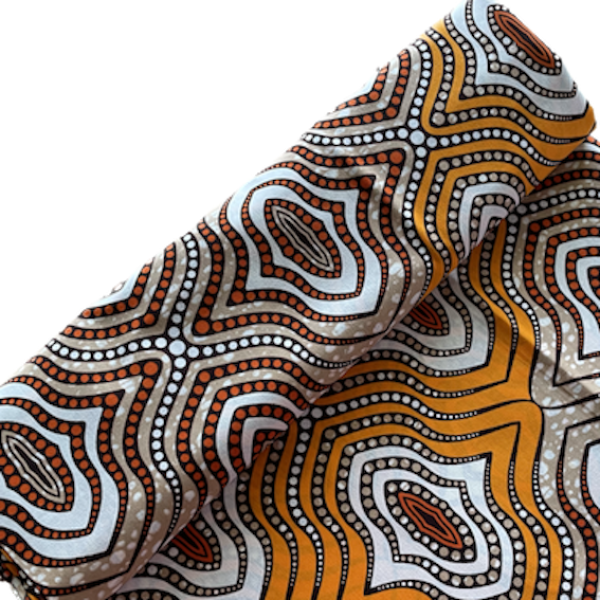 Afrikanischer Wax Print Stoff Baumwolle ORANGE SHAKY WAVES | Meterware