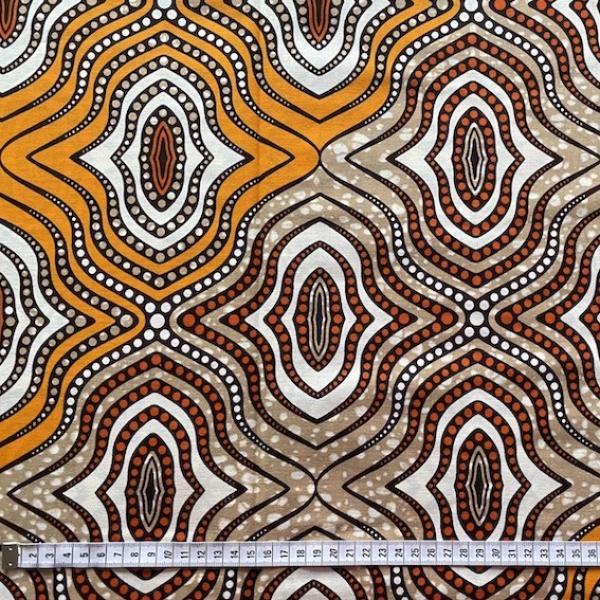 Afrikanischer Wax Print Stoff Baumwolle ORANGE SHAKY WAVES | Meterware