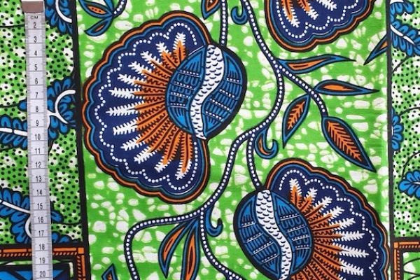 BLUE-ORANGE-PATCHWORK Waxprint Stoff