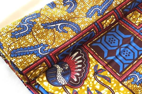 BLUE-RED-PATCHWORK Waxprint Stoff