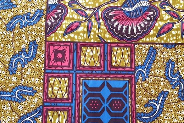 BLUE-RED-PATCHWORK Waxprint Stoff