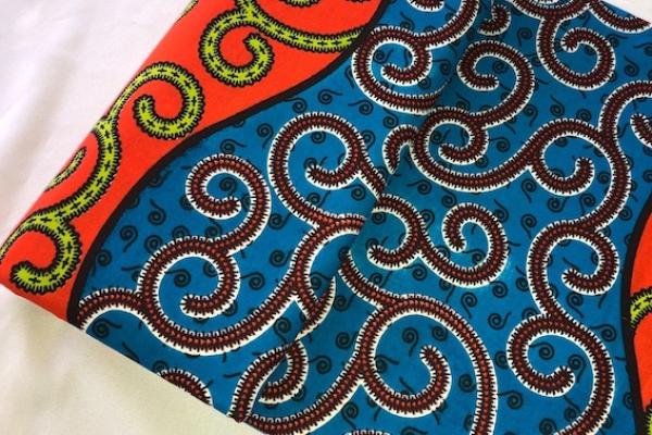 BLUE-RED-SERPENT Waxprint Stoff