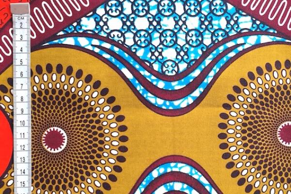 BROWN-CIRCLE-WAVE Waxprint Stoff