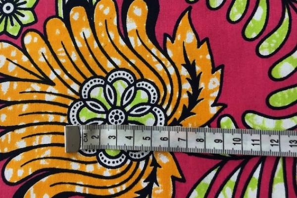 ORANGE-BOUQUET-OF-FLOWERS Waxprint Stoff