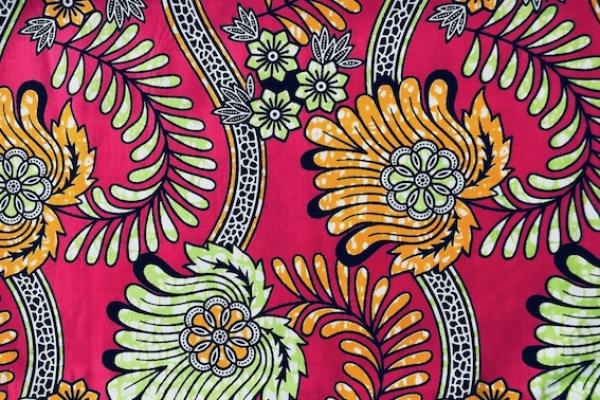 ORANGE-BOUQUET-OF-FLOWERS Waxprint Stoff