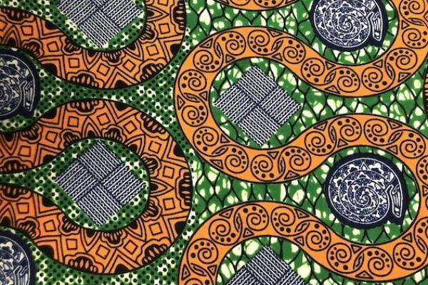 ORANGE-SERPENT Waxprint Stoff