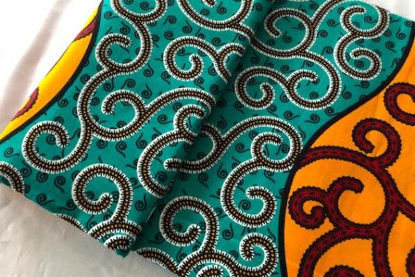 ORANGE-TURQUOISE-SERPENT Waxprint Stoff