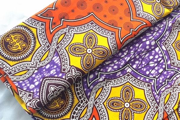 ORANGE-YELLOW-ORNAMENT Waxprint Stoff