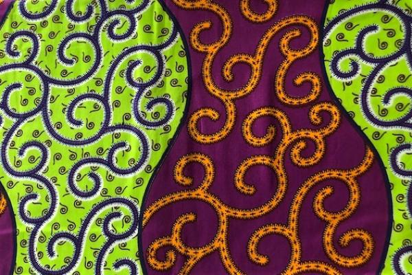 PURPLE-LIME-SERPENT Waxprint Stoff
