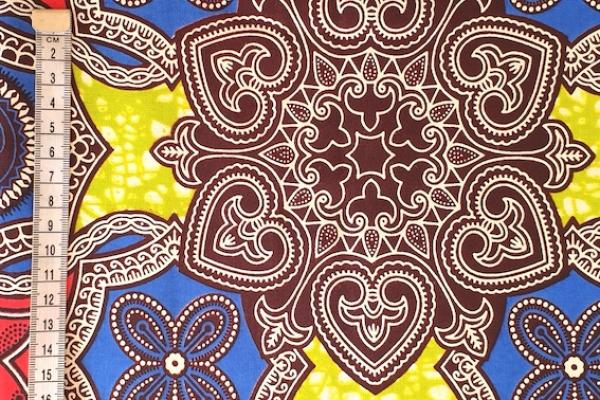 RED-BLUE-ORNAMENT Waxprint Stoff