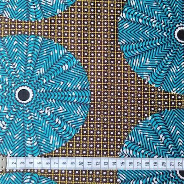 Afrikanischer Wax Print Stoff Baumwolle BLUE CIRCLE | Meterware