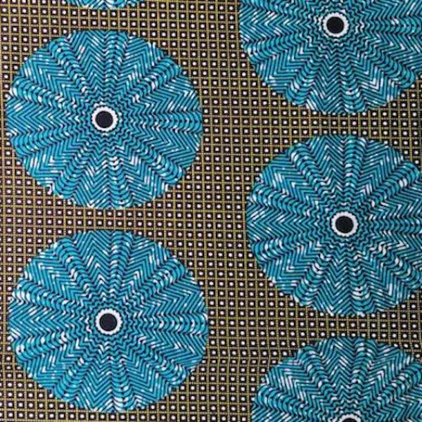 Afrikanischer Wax Print Stoff Baumwolle BLUE CIRCLE | Meterware