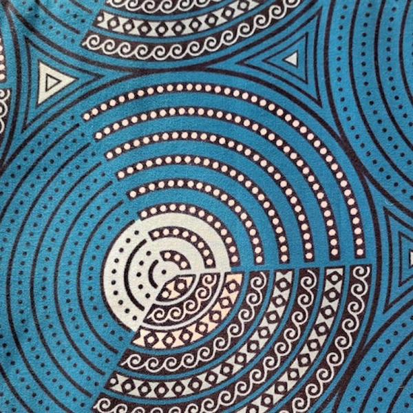 Afrikanischer Wax Print Stoff Baumwolle BLUE CIRCLES | Meterware