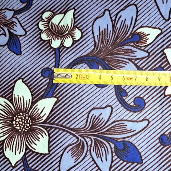 Afrikanischer Wax Print Stoff Baumwolle BLUE FLOWERS | Meterware