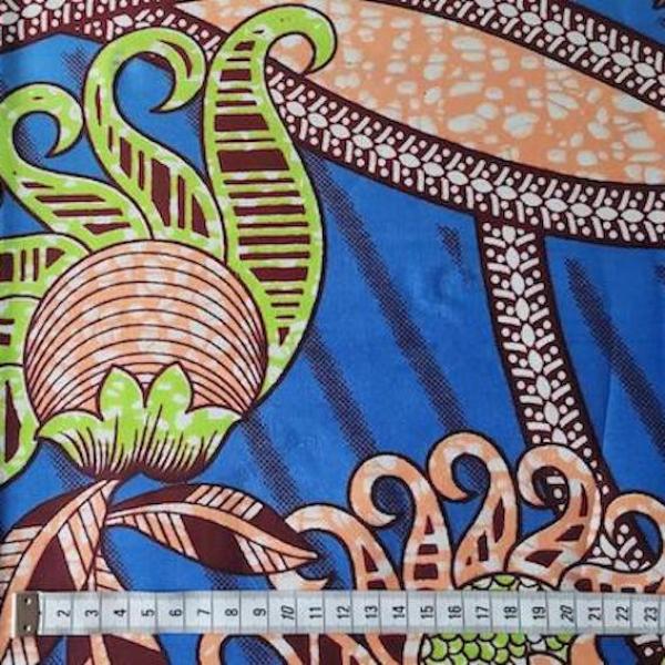 Afrikanischer Wax Print Stoff Baumwolle BLUE JUNGLE FLOWER | Meterware