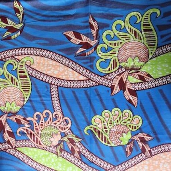 Afrikanischer Wax Print Stoff Baumwolle BLUE JUNGLE FLOWER | Meterware
