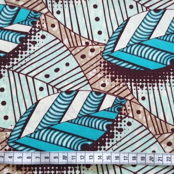 Afrikanischer Wax Print Stoff Baumwolle BLUE LEAVES | Meterware