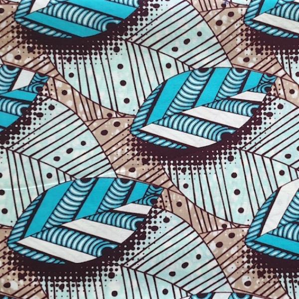 Afrikanischer Wax Print Stoff Baumwolle BLUE LEAVES | Meterware