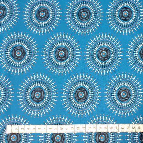 BLUE ORANGE SUN Afrikanischer-Shweshwe-Stoff-