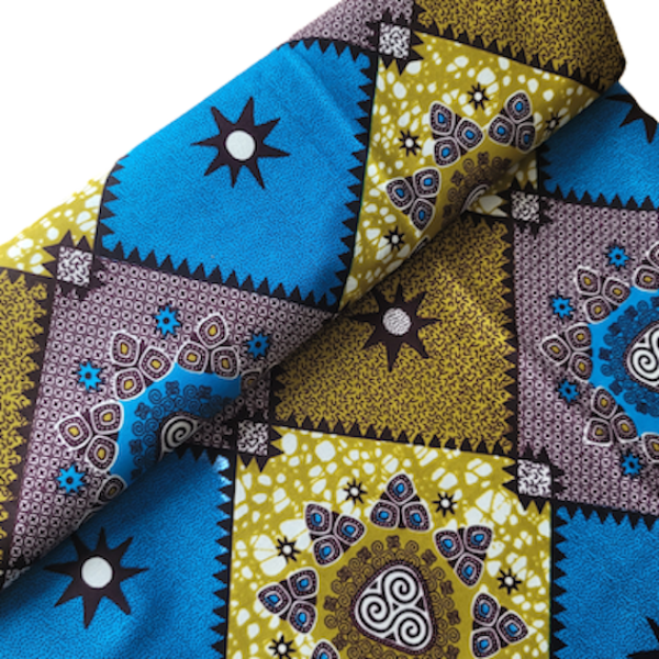 Afrikanischer Wax Print Stoff Baumwolle BLUE ORIENTAL MOSAIC | Meterware