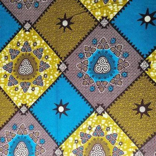 Afrikanischer Wax Print Stoff Baumwolle BLUE ORIENTAL MOSAIC | Meterware