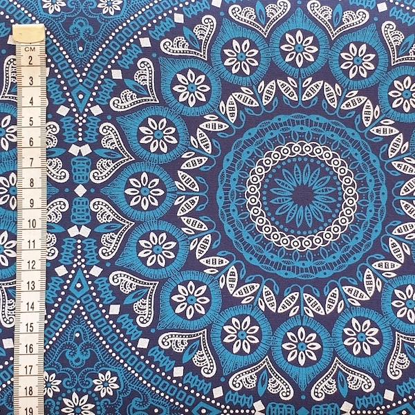 BLUE-ORNAMENT-Afrikanischer-Shweshwe-Stoff