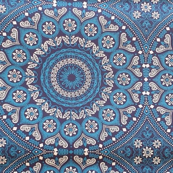 BLUE-ORNAMENT-Afrikanischer-Shweshwe-Stoff