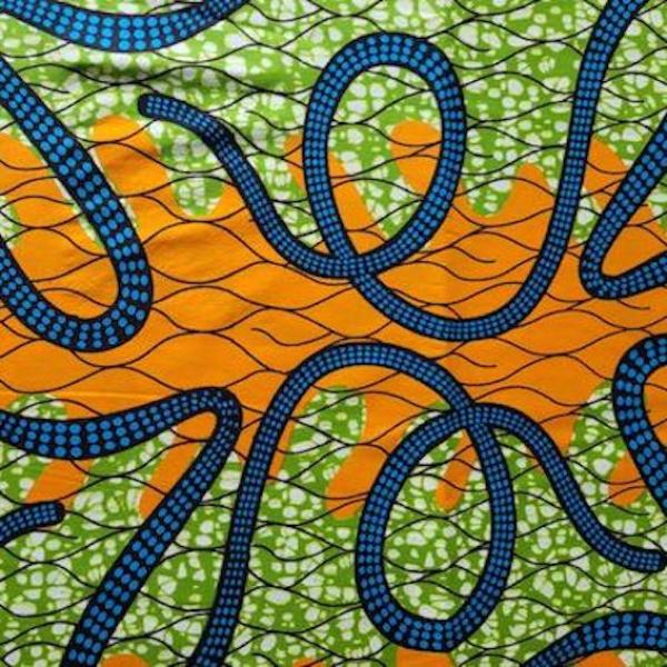 Afrikanischer Wax Print Stoff Baumwolle BLUE SNAKE | Meterware