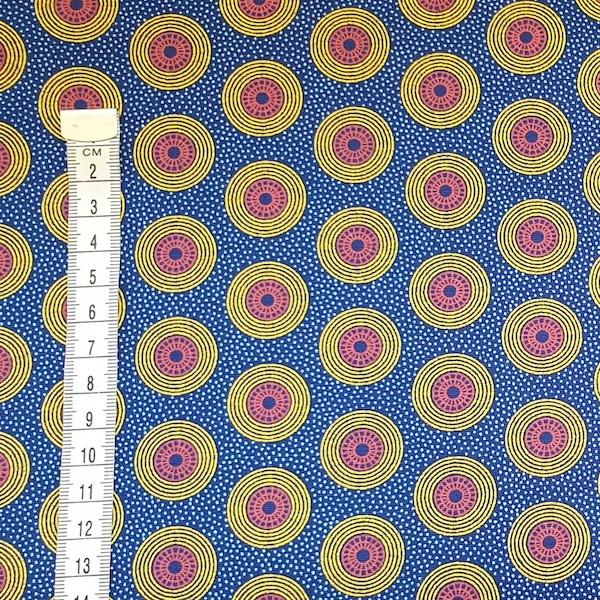 BLUE-YELLOW-DOTS-Afrikanischer-Shweshwe-Stoff