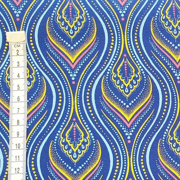 BLUE-YELLOW-FLAME-Afrikanischer-Shweshwe-Stoff