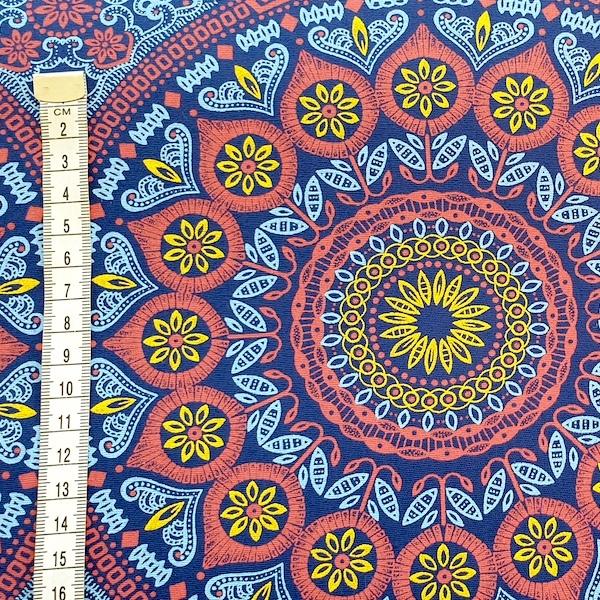 BLUE-YELLOW-ORNAMENT-Afrikanischer-Shweshwe-Stoff