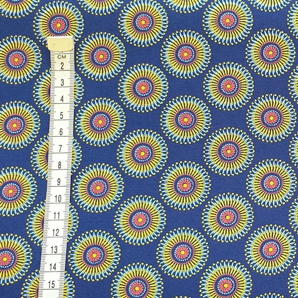 BLUE-YELLOW-SUNFLOWER-Afrikanischer-Shweshwe-Stoff
