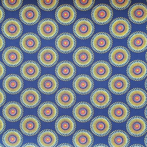 BLUE-YELLOW-SUNFLOWER-Afrikanischer-Shweshwe-Stoff