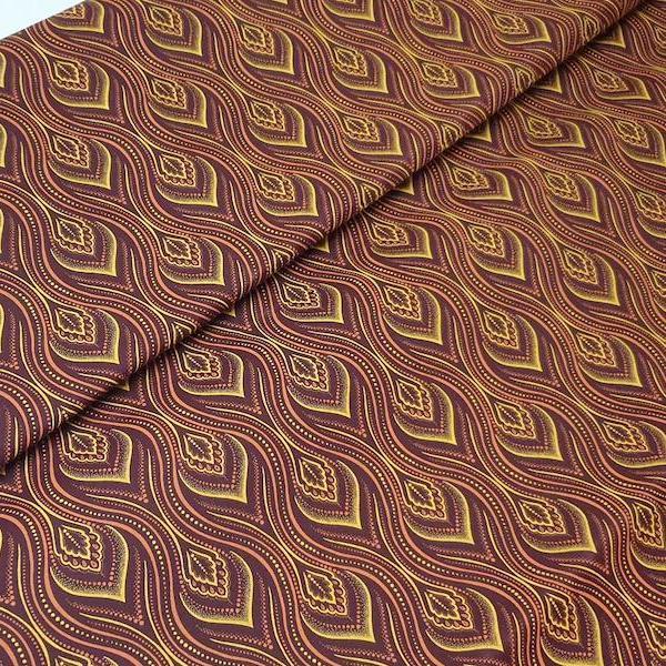 BROWN FLAME  Afrikanischer-Shweshwe-Stoff-