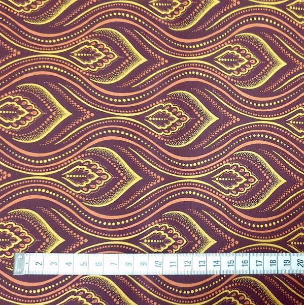 BROWN FLAME Afrikanischer-Shweshwe-Stoff-