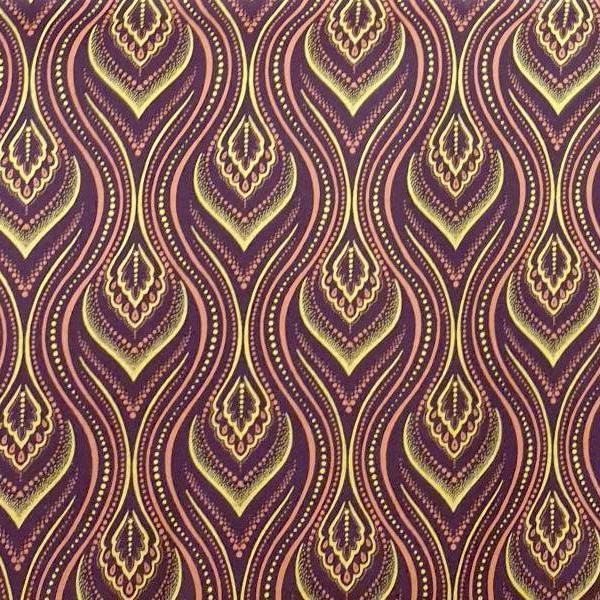 BROWN FLAME Afrikanischer-Shweshwe-Stoff-