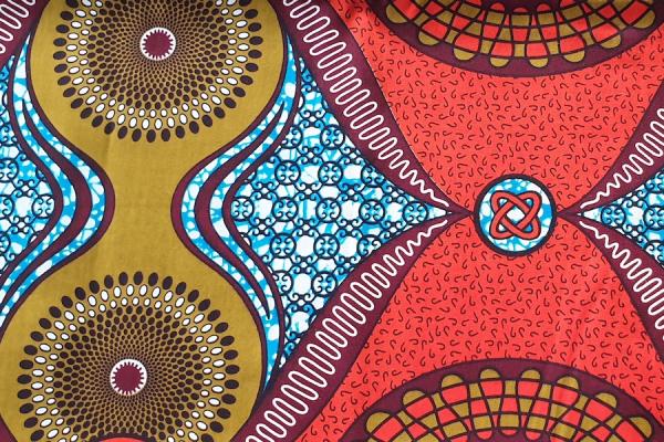 BROWN-CIRCLE-WAVE Waxprint Stoff