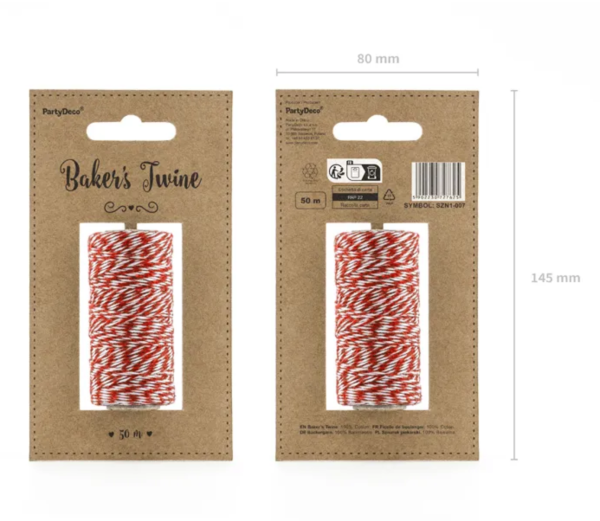 Bäckergarn Rot-Weiss - 50m - Partydeco