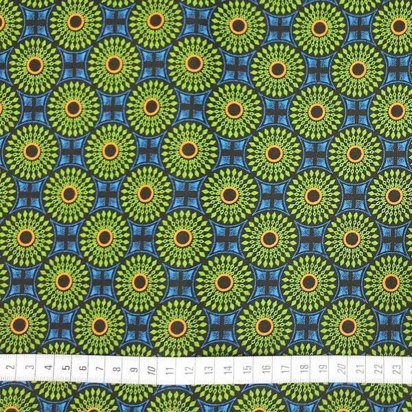 DISCO BLUE CIRCLE Afrikanischer-Shweshwe-Stoff-