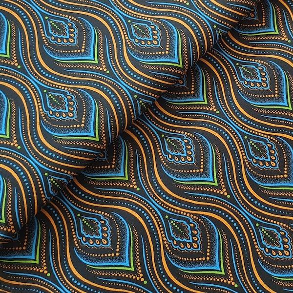 DISCO-BLUE-FLAME-Afrikanischer-Shweshwe-Stoff
