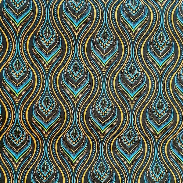 DISCO-BLUE-FLAME-Afrikanischer-Shweshwe-Stoff