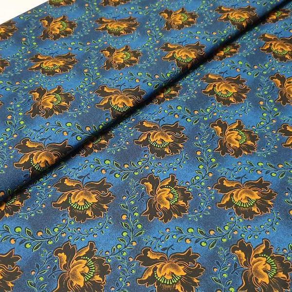 DISCO BLUE FLOWER Afrikanischer-Shweshwe-Stoff-