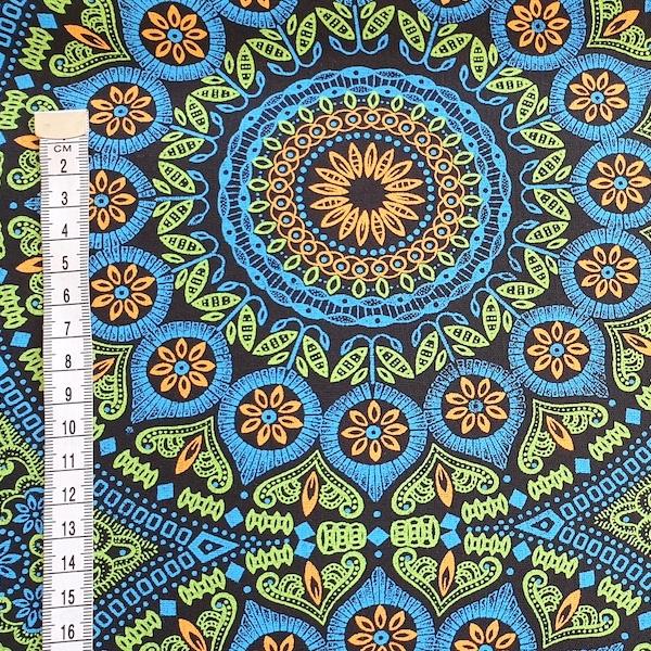 DISCO-BLUE-ORNAMENT-Afrikanischer-Shweshwe-Stoff