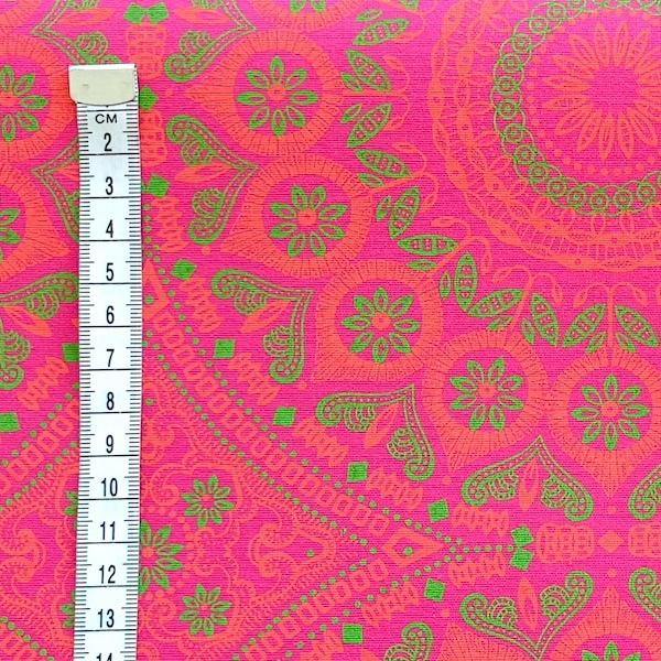 DISCO-PINK-ORNAMENT-Afrikanischer-Shweshwe-Stoff-
