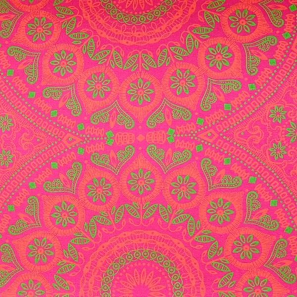 DISCO-PINK-ORNAMENT-Afrikanischer-Shweshwe-Stoff-